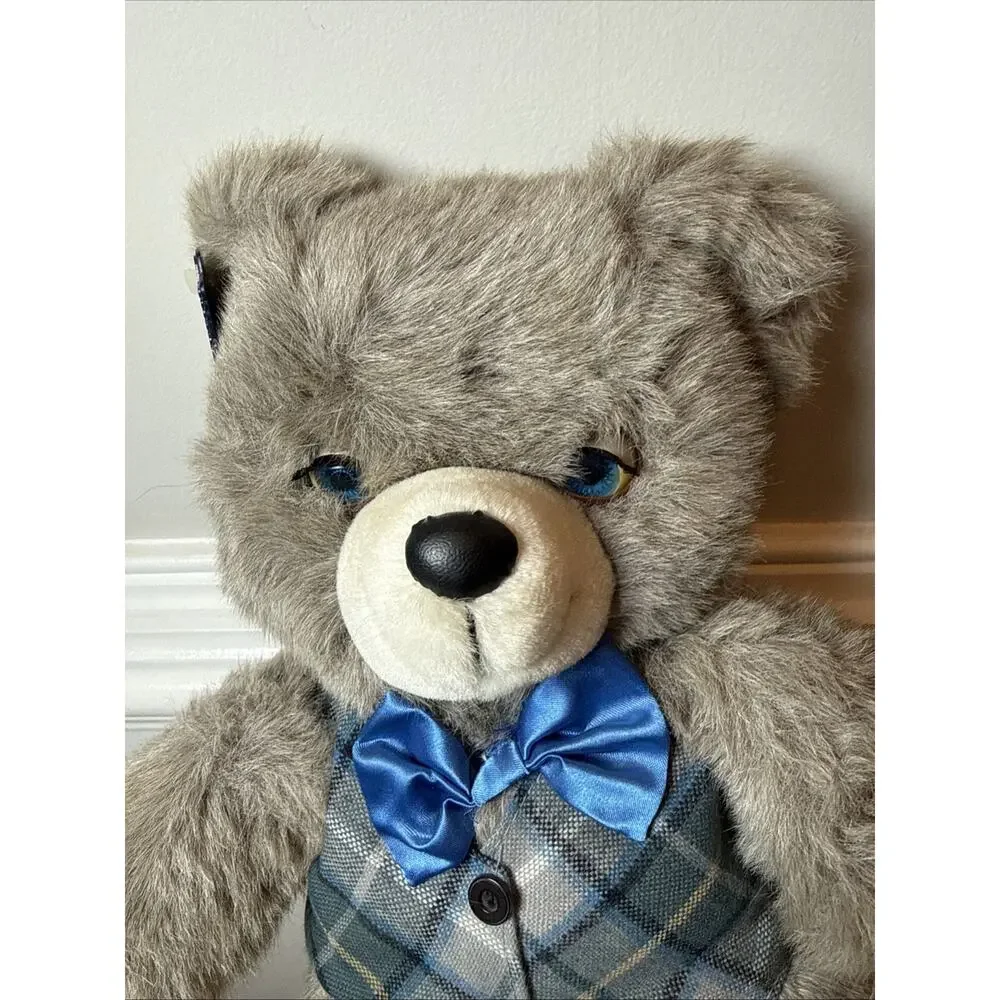 Vintage 1987 Applause Daddy Teddy Winks Bear 14” Plush Open Shut Eyes 12225